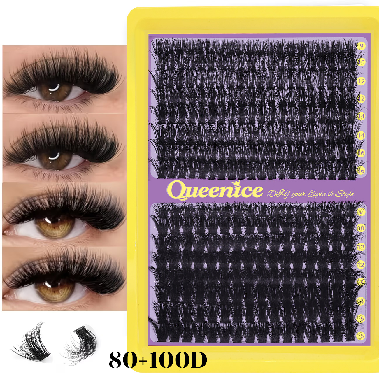 Eyelash Extension Individual - QUEENICE Fluffy Eyelash Clusters, Individual Eyelash