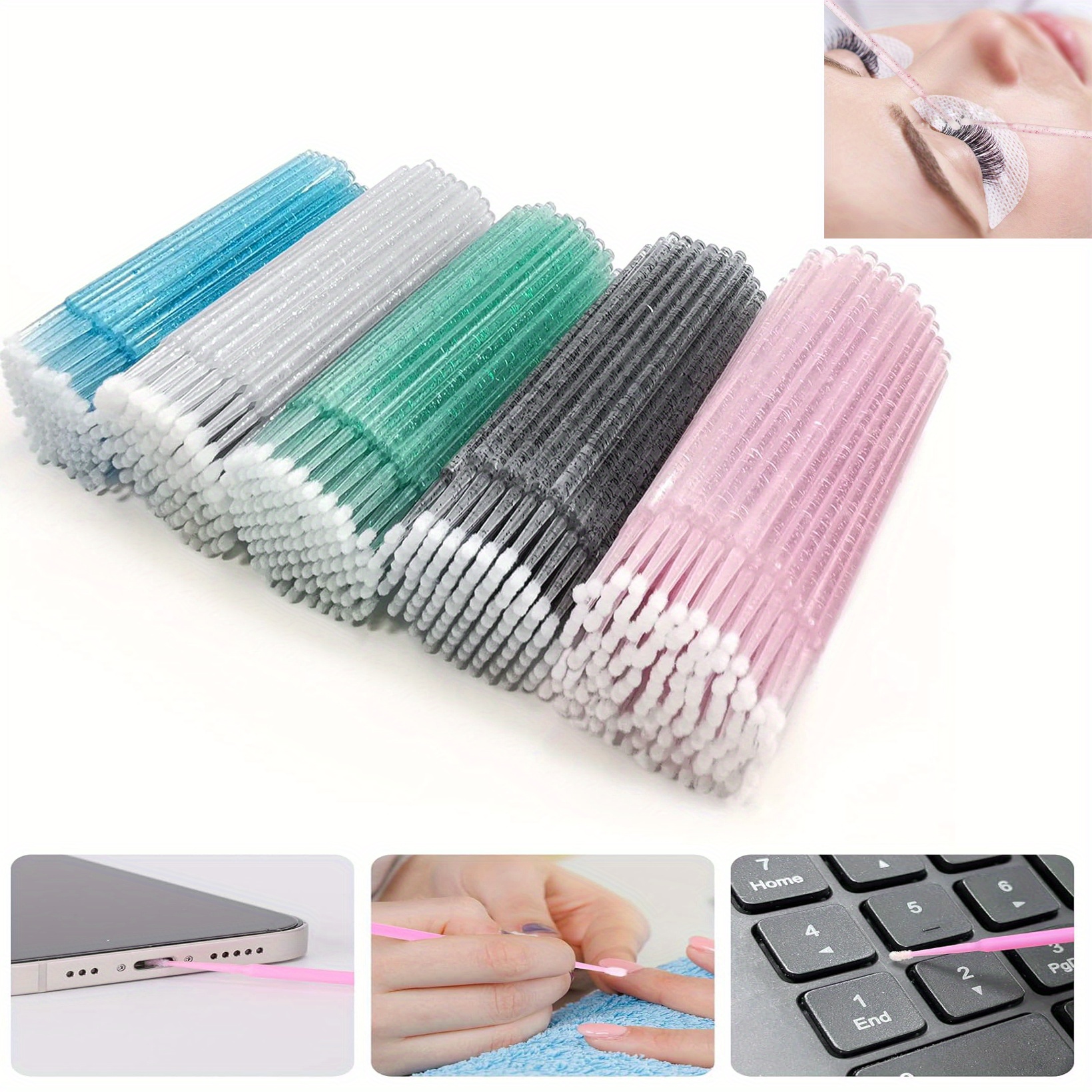 Eyelash Extension Glue - 500PCS 5-Color Coded Micro Brushes -