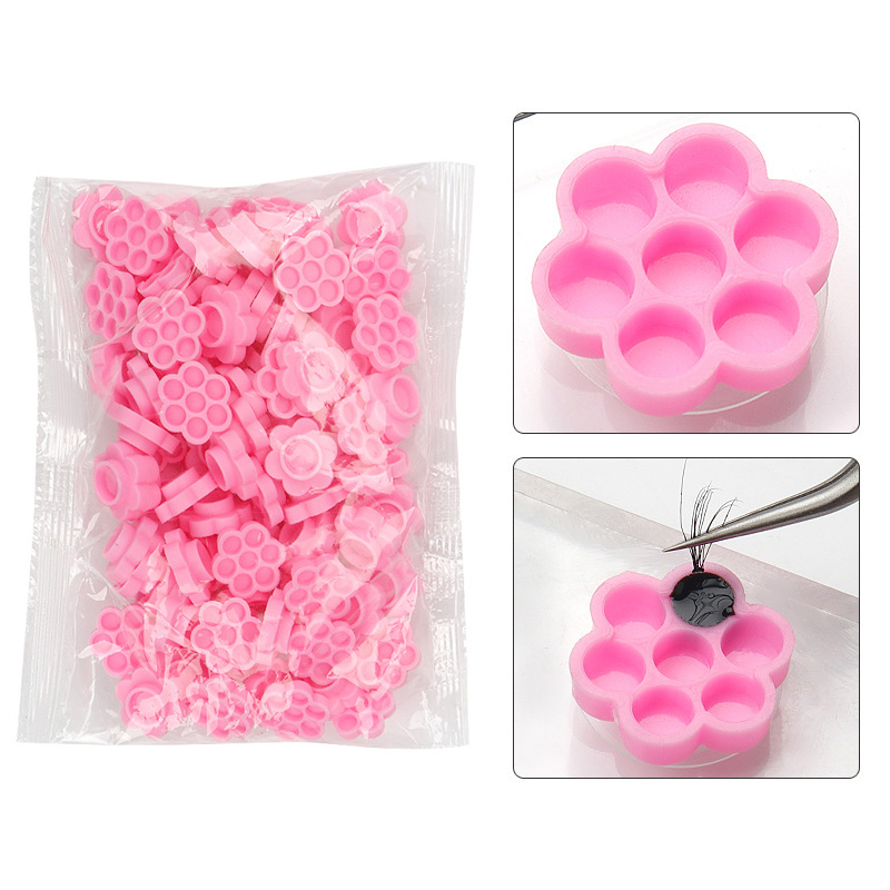 Eyelash Extension Repair - 100 Pcs Pink Flower Glue Delay