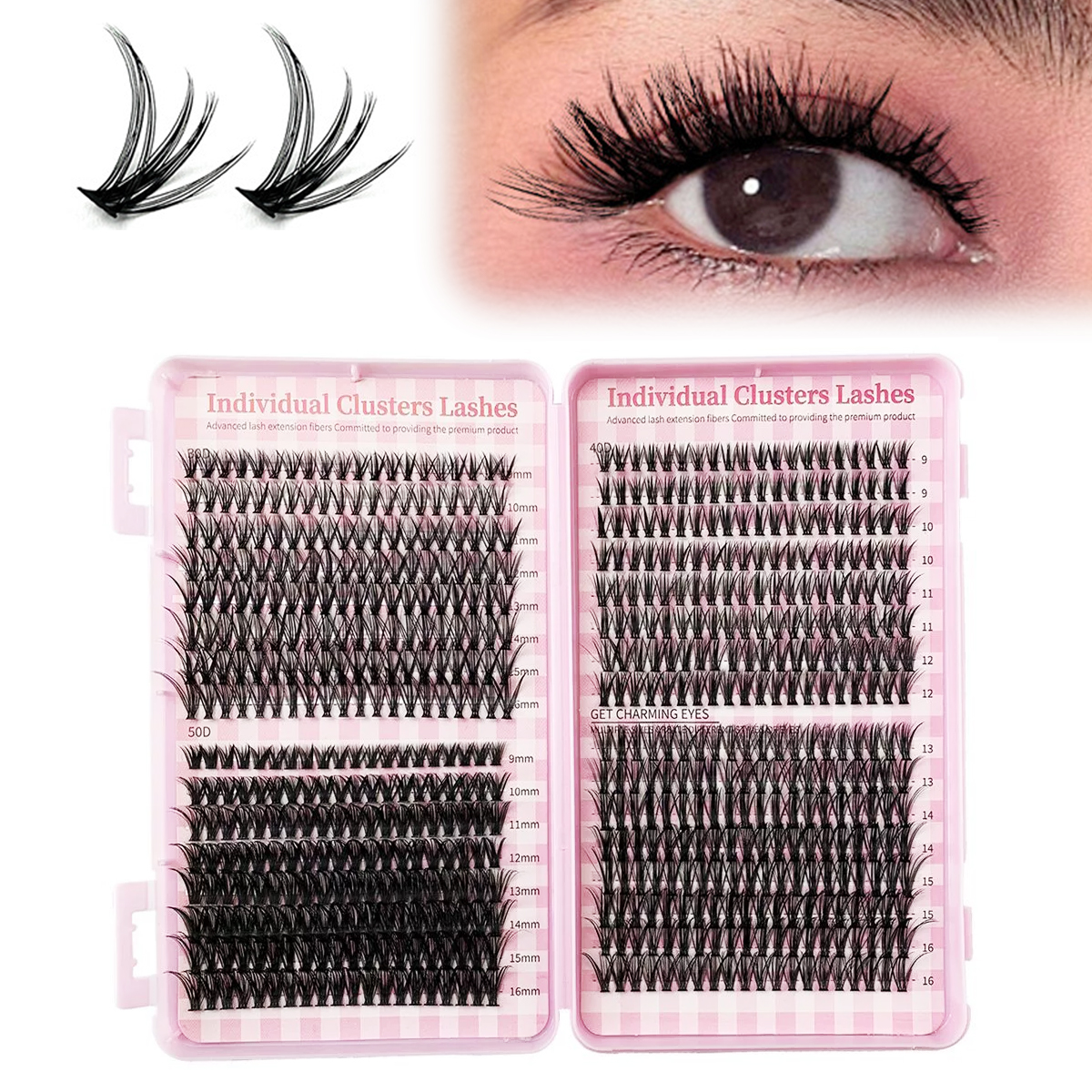 Eyelash Extension Doll Eye - Lash Clusters Kit 8-16mm Mixed Tray
