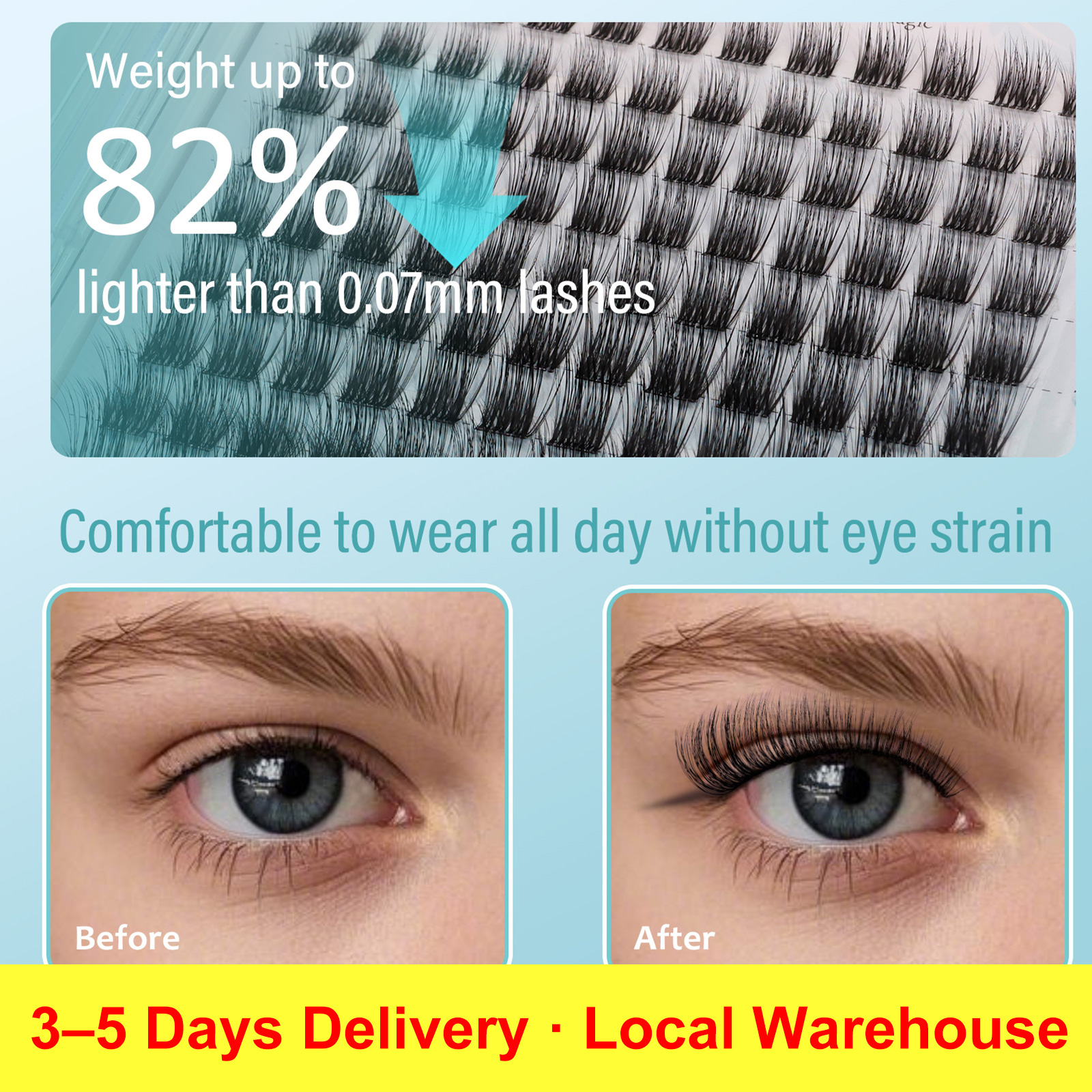 Eyelash Extension Doll Eye - Mscici Lashes Clusters Curl 3D Volume