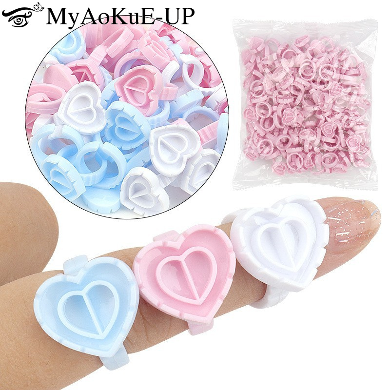 100Pcs Disposable Glue Ring Ho - Eyelash Extension Repair avaliação e preço