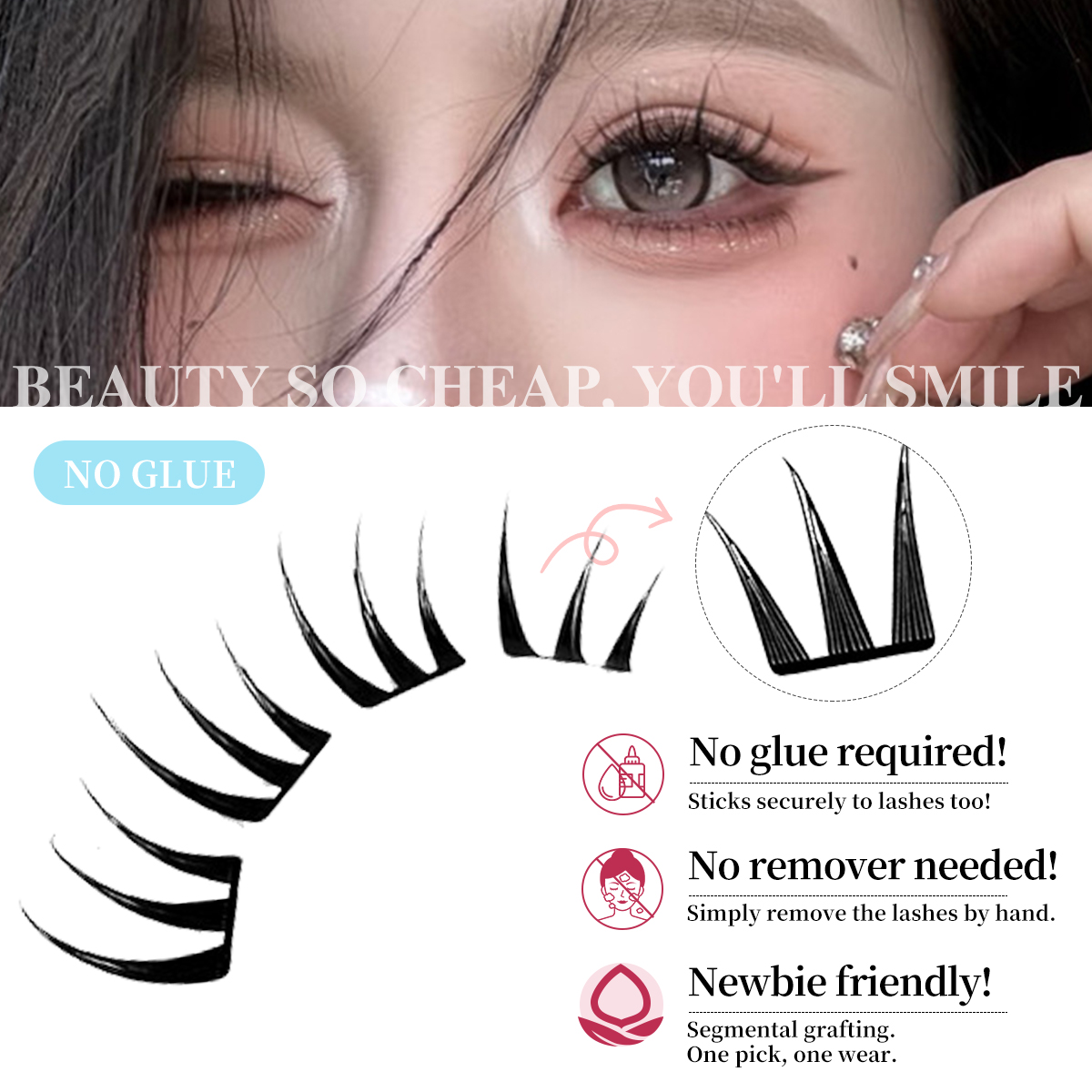 80 Cluster No-Gule Fairy False - Eyelash Extension No 10 avaliação e preço