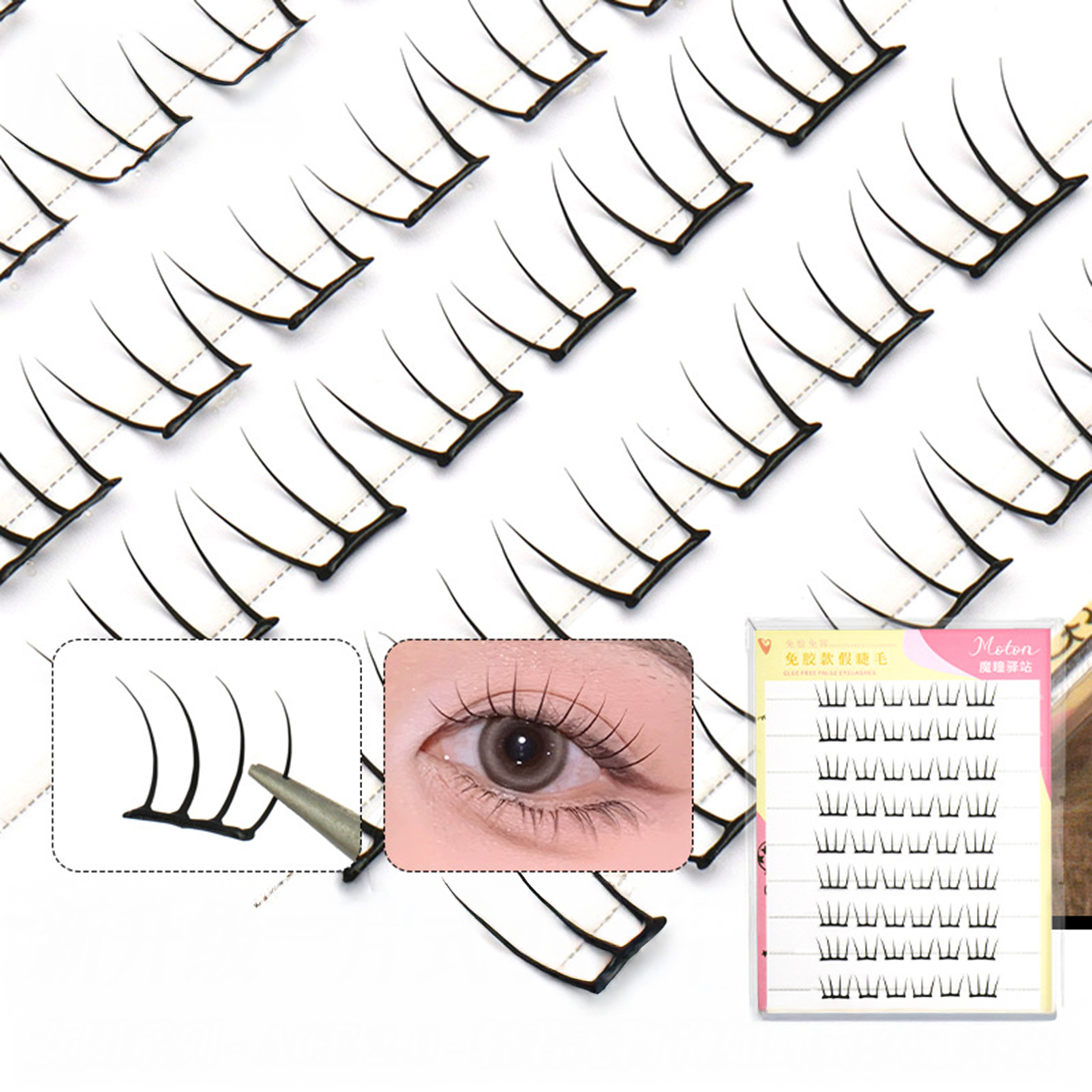 10 Rows False Eyelashes No Glu - Eyelash Extension No 10 avaliação e preço