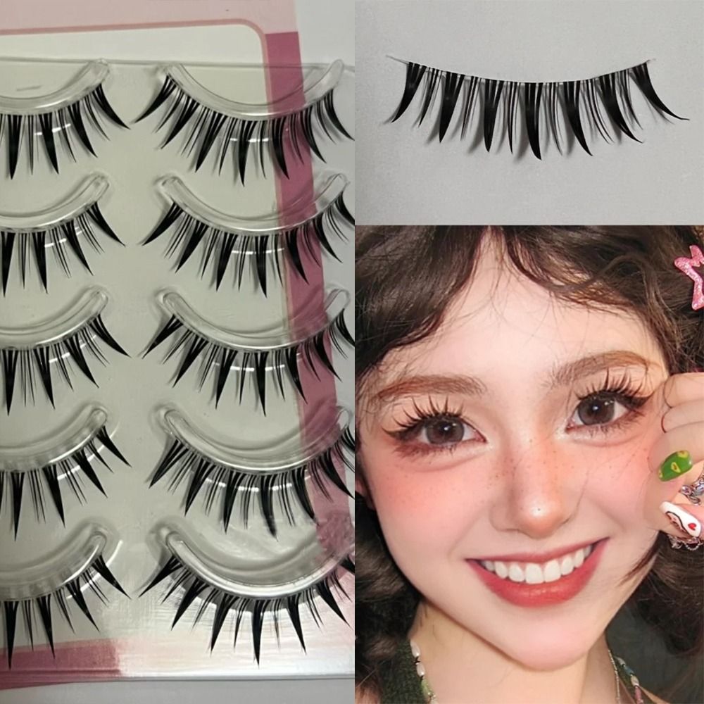 5 Pairs Pack Japanese Cosplay  - Eyelash Extension Wet Look avaliação e preço